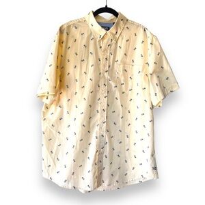 Chaps Easy Care Cotton blend Pale Yellow Pineapple print Short Sleeve Shirt